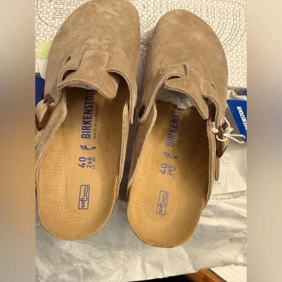Birkenstock Boston Taupe Suede Clogs - Picture 4 of 7